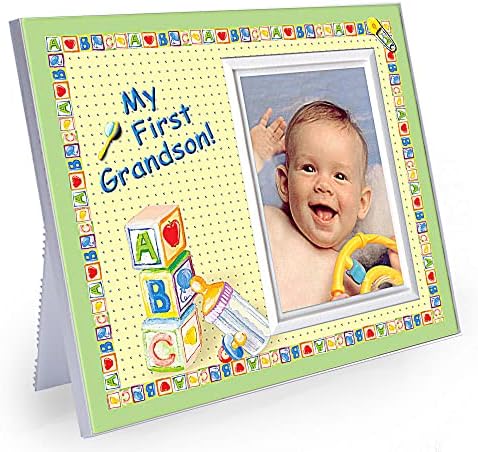מסגרת התמונות של הנכד הראשון שלי | מתנות סבא וסבתא חדשות | מסגרת הכרזת תינוק | מסגרת צילום מדד 8.25 ב- x 7 ב |